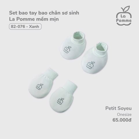 LP - Set bao tay bao chân sơ sinh La Pomme mềm mịn - Xanh - SS24.T12A