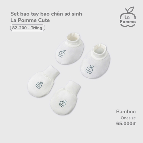 LP - Set bao tay bao chân sơ sinh La Pomme Cute - Trắng - SS24.T12A