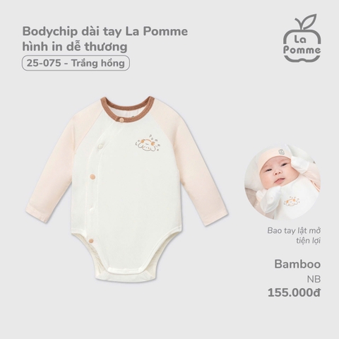 LP - Body chip dài tay La Pomme hình in dễ thương - Newborn Trắng hồng - SS24.T12A