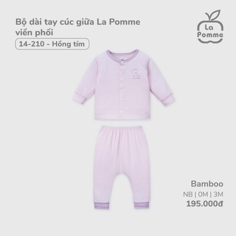 LP S10 - Bộ dài tay cúc giữa La Pomme viền phối - Hồng tím - 3-6M - SS24.T12A