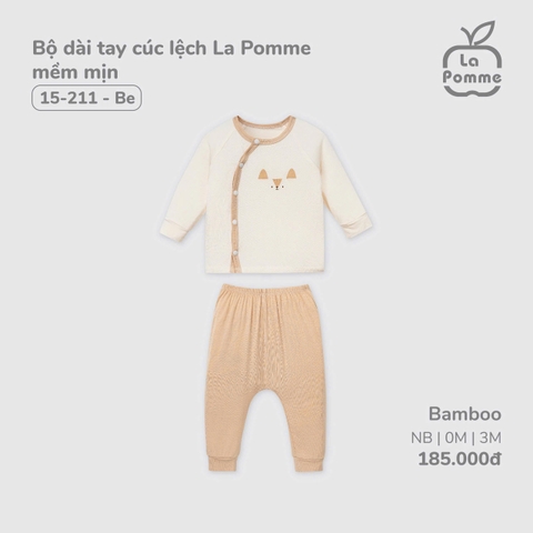 LP - Bộ dài tay cúc lệch La Pomme mềm mịn - Be - SS24.T12A