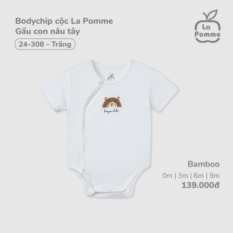 LP - Body chip cộc La Pomme Gấu con nâu tây - Trắng - 9-12M - SS25.T1A