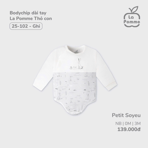 LP - Body chip dài tay La Pomme Thỏ con - Newborn Ghi - SS25.T1A