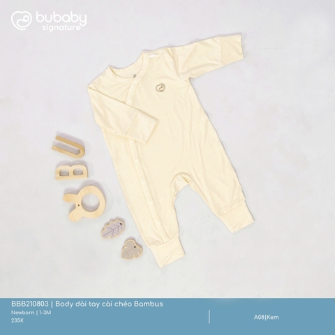 BU - Body dài tay cài chéo Bambus - Kem - Newborn - SS25.T1A
