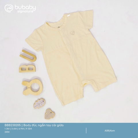 BU - Body đùi, ngắn tay cài giữa - Kem - SS25.T1A