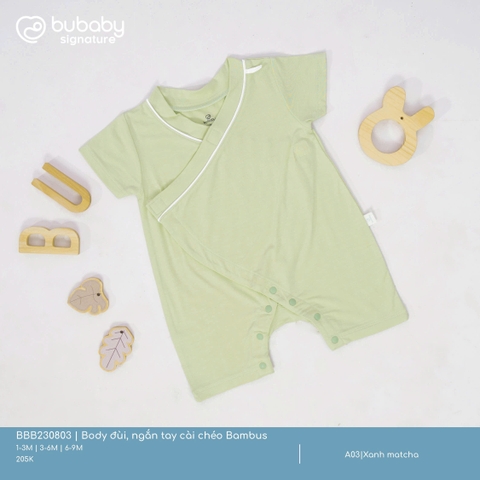 BU - Body đùi, ngắn tay cài chéo Bambus - Xanh matcha - SS25.T1A