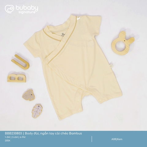 BU - Body đùi, ngắn tay cài chéo Bambus - Kem - SS25.T1A