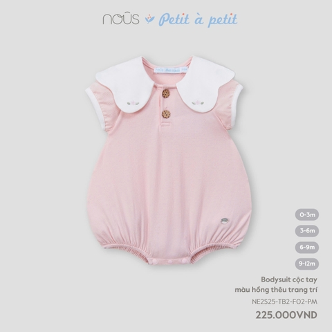 NOUS - body cộc tay màu hồng thêu trang trí - Nu Doux - SS25.T2A