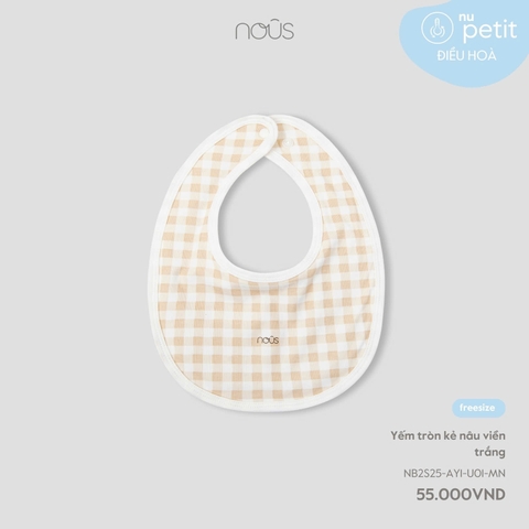 NOUS - Yếm tròn kẻ nâu viền trắng - Nu Petit - SS25.T2A