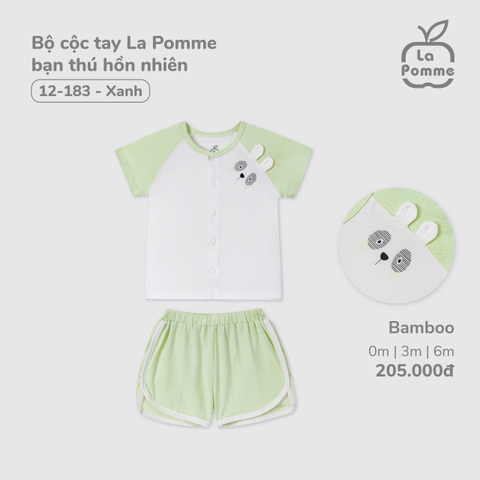 LP S10 - Bộ cộc tay La Pomme bạn thú hồn nhiên - Xanh - 0-3M - SS25.T3A