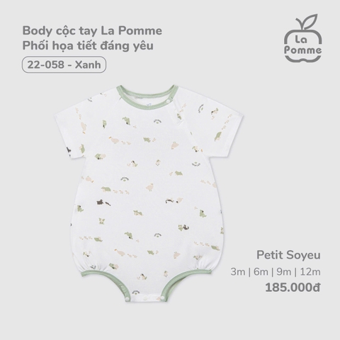LP - Body cộc tay La Pomme Phối họa tiết đáng yêu - Xanh - 12-18M - SS25.T3A