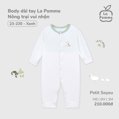 LP S10 - Body dài tay La Pomme Nông trại vui nhộn - Xanh - Newborn - SS25.T3A