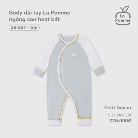 LP S40 - Body dài tay La Pomme ngỗng con hoạt bát - Ghi - Newborn - SS25.T3A
