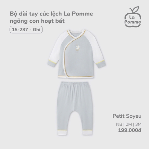 LP - Bộ dài tay cúc lệch La Pomme ngỗng con hoạt bát - Ghi - SS25.T3A