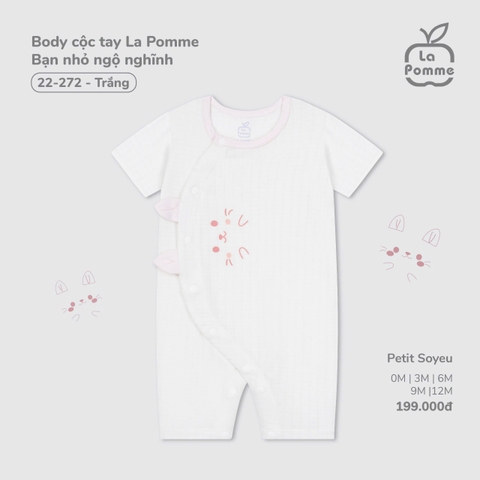 LP S10 - Body cộc tay La Pomme Bạn nhỏ ngộ nghĩnh - Trắng - 9-12M - SS25.T5A
