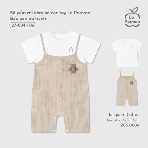 LP S10 - Bộ yếm rời kèm áo cộc tay La Pomme Gấu con du hành - Be - 12-18M - SS25.T5A