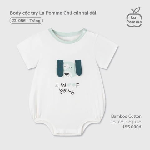 LP - Body cộc tay La Pomme Chú cún tai dài - Trắng - SS25.T5A