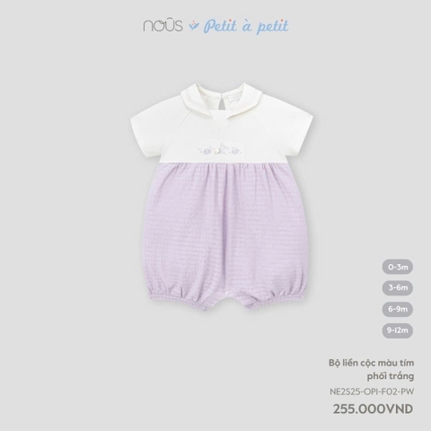 NOUS S10 - Body cộc màu tím phối trắng - 0-3M - SS25.T5A