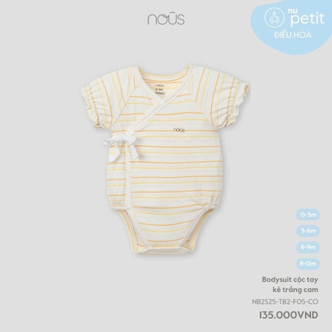 NOUS - body cộc tay kẻ trắng cam - 3-6M - SS25.T5A