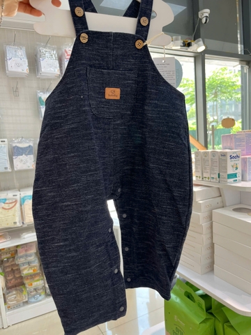 BU ĐÂY - Quần yếm dài Túi ốp bé trai Friend Terry - Đen Denim - 12-18M