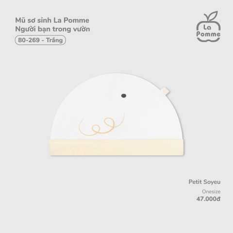 LP - Mũ sơ sinh La Pomme Người bạn trong vườn - Trắng - SS25.T5B