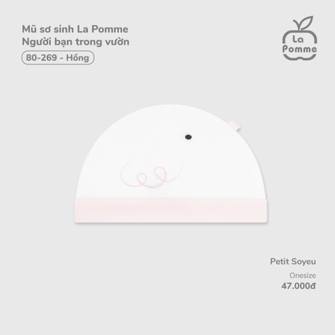 LP - Mũ sơ sinh La Pomme Người bạn trong vườn - Hồng - SS25.T5B