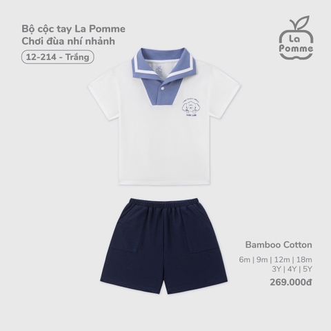 LP S10 - Bộ cộc tay La Pomme Chơi đùa nhí nhảnh - Trắng - 6-9M - SS25.T5B