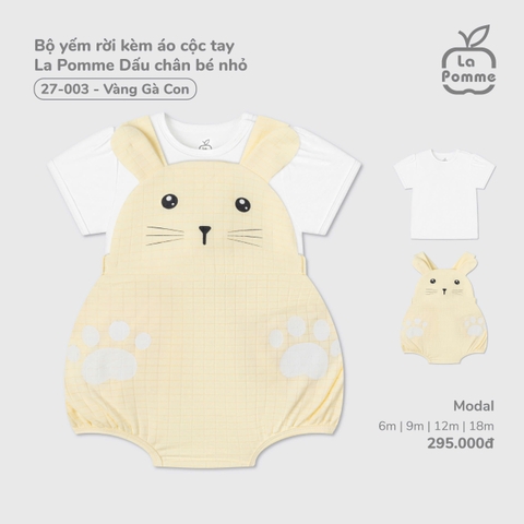 LP - Bộ yếm rời kèm áo cộc tay La Pomme Dấu chân bé nhỏ - Vàng - 18-24M - SS25.T5B