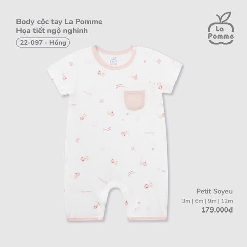 LP S10 - Body cộc tay La Pomme họa tiết ngộ nghĩnh - Hồng - 6-9M - SS25.T6A