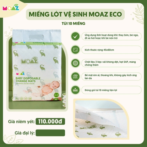 MOAZ - Miếng lót vệ sinh chống thấm cho bé Moaz Eco 10c/bịch