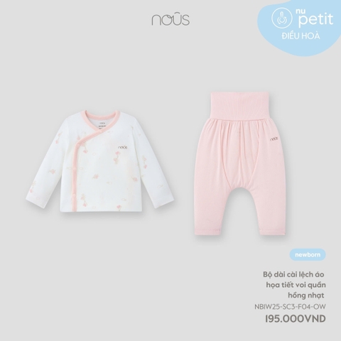 NOUS - Bộ dài cài lệch áo họa tiết voi quần hồng nhạt  - SS25.T7A