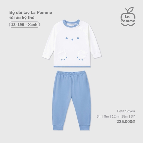 LP - Bộ dài tay La Pomme túi áo kỳ thú - Xanh - 6-9M - SS25.T7A