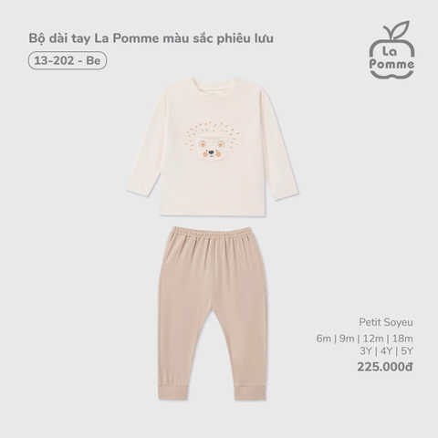 LP S10 - Bộ dài tay La Pomme màu sắc phiêu lưu - Be - 3-4Y - SS25.T7A
