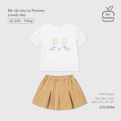 LP - Bộ cộc tay La Pomme Lovely day - Trắng - 18-24M - SS25.T7A