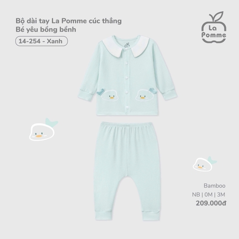 LP S40 - Bộ dài tay La Pomme cúc thẳng Bé yêu bồng bềnh - Xanh - Newborn - SS25.T7A