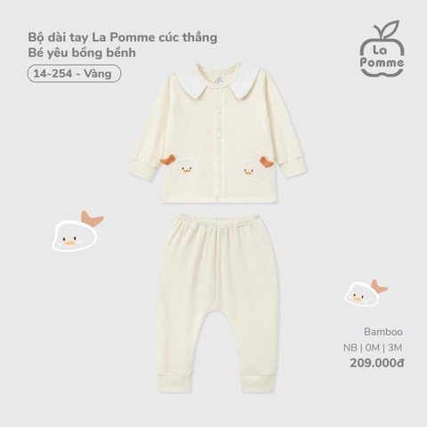 LP - Bộ dài tay La Pomme cúc thẳng Bé yêu bồng bềnh - Vàng - Newborn - SS25.T7A