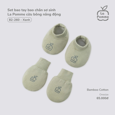 LP - Set bao tay bao chân sơ sinh La Pomme cừu bông năng động - Xanh - SS25.T7A