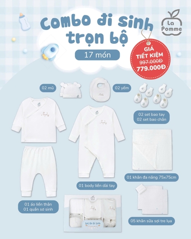 LP - Combo đi sinh La Pomme 17 món Hello World - Trắng - SS25.T7A