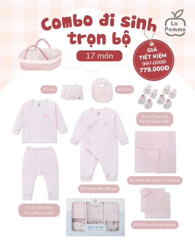 LP - Combo đi sinh La Pomme 17 món Hello World - Hồng - SS25.T7A