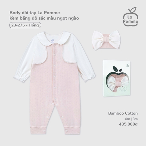LP - Body dài tay La Pomme kèm băng đô sắc màu ngọt ngào - Hồng - 3-6M - SS25.T7B