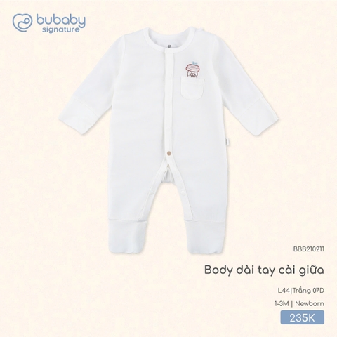 BU - Body dài tay cài giữa - BBB210211 - Trắng 07D - Newborn - SS25.T7C