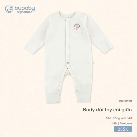 BU - Body dài tay cài giữa - Trắng kem 84D - SS25.T7C