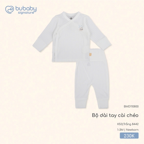 BU S10 - Bộ dài tay cài chéo - BMD110800 - Trắng 8442 - Newborn - SS25.T4A