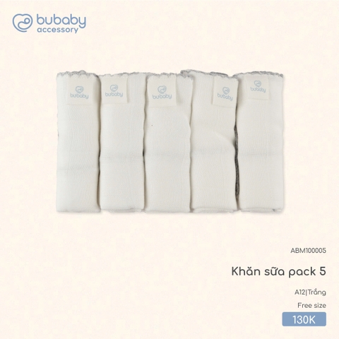 BU - Khăn sữa pack 5 Bamboo Cotton Muslin - Trắng - SS25.T4A