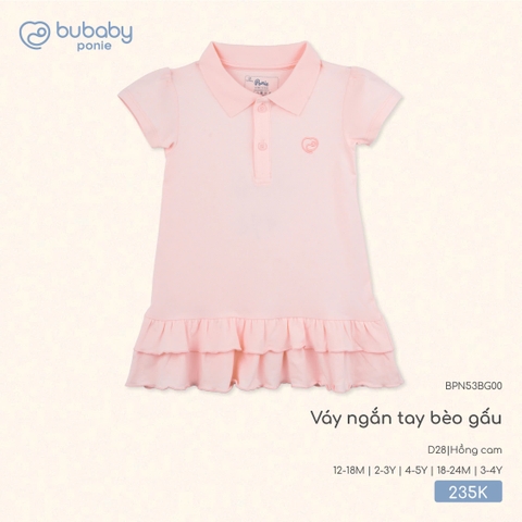 BU - Váy ngắn tay bèo gấu - BPN53BG00 - Hồng cam - 18-24M - SS25.T7C