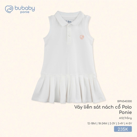 BU - Váy liền sát nách cổ Polo Ponie - BPN540300 - Trắng - 3-4Y - SS25.T7C