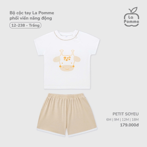 LP S40 - Bộ cộc tay La Pomme phối viền năng động - Trắng - 2-3Y - SS25.T8A