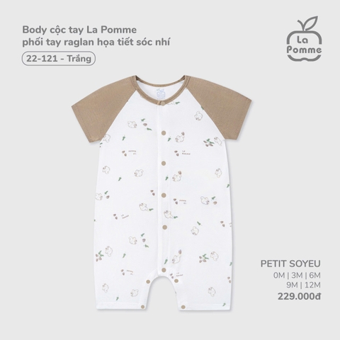 LP S40 - Body cộc tay La Pomme phối tay raglan họa tiết sóc nhí - Trắng - 3-6M - SS25.T8A
