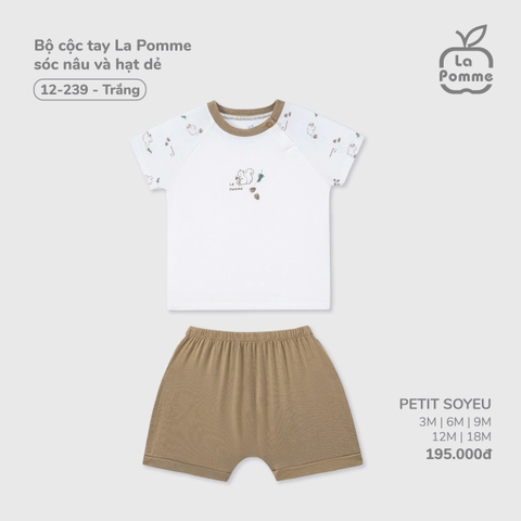 LP - Bộ cộc tay La Pomme sóc nâu và hạt dẻ - Trắng - 9-12M - SS25.T8A