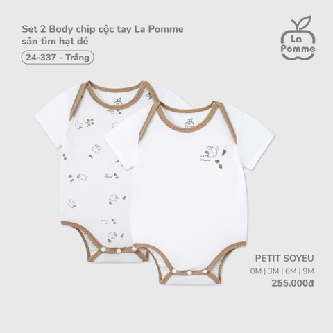 LP - Set 2 Body chip cộc tay La Pomme săn tìm hạt dẻ - Trắng - 6-9M - SS25.T8A